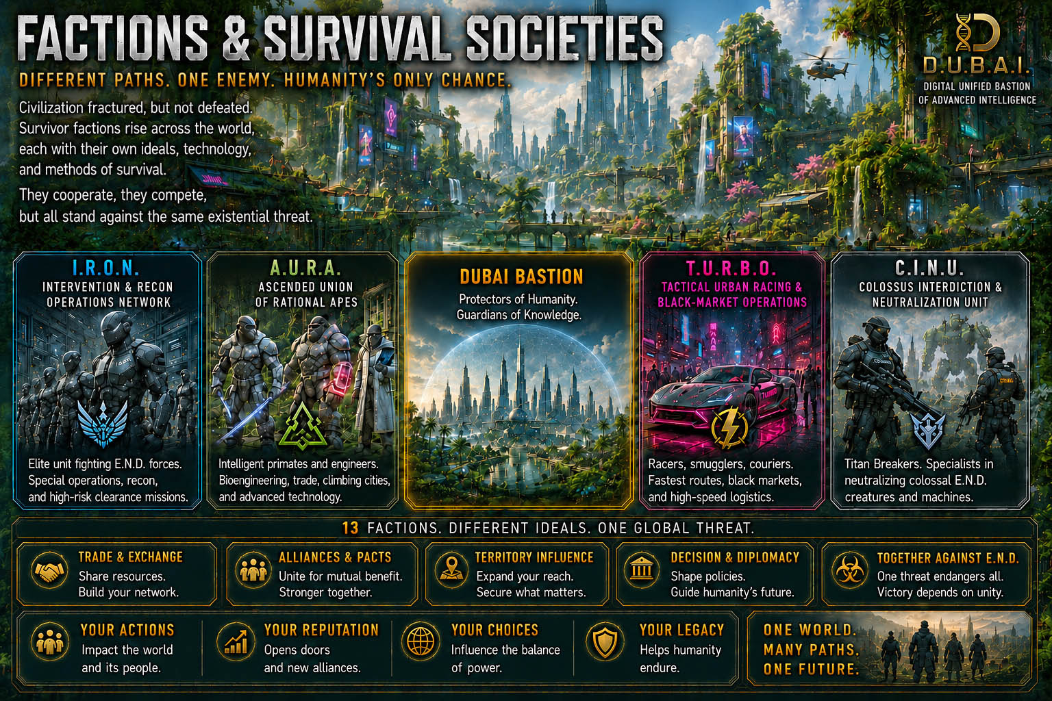 D.U.B.A.I. factions and survival societies