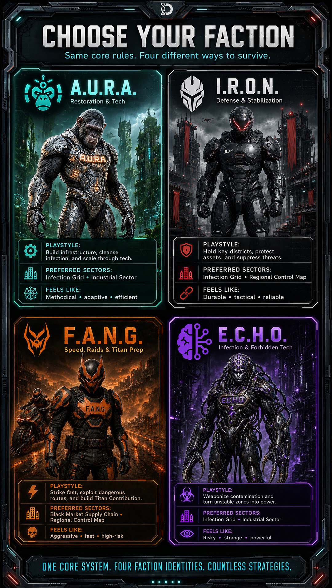 Four factions in D.U.B.A.I.: Sector Control